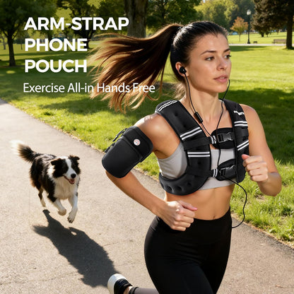 Weighted Vest with Reflective Stripe - Available in 6Lb to 30Lb for Enhanced Strength Training, Weight Loss, Running, Walking, and Jogging for Both Men and Women