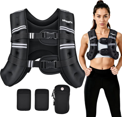 Weighted Vest with Reflective Stripe - Available in 6Lb to 30Lb for Enhanced Strength Training, Weight Loss, Running, Walking, and Jogging for Both Men and Women