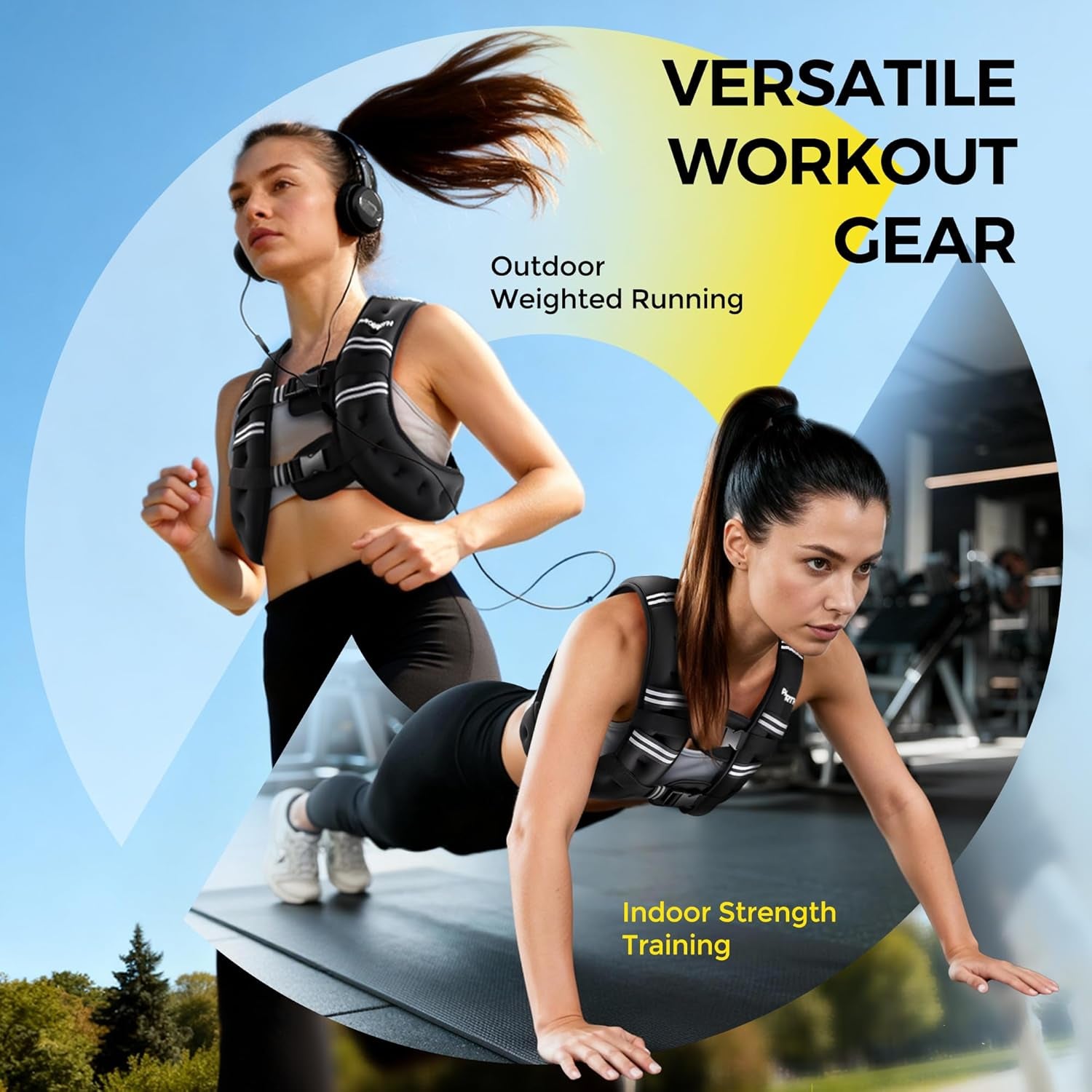 Weighted Vest with Reflective Stripe - Available in 6Lb to 30Lb for Enhanced Strength Training, Weight Loss, Running, Walking, and Jogging for Both Men and Women